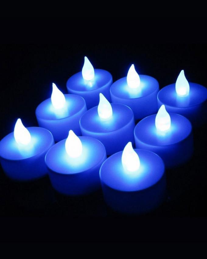 Pack of 6 Flickering LED Tea Light Candles Blue Lajawab.Pk